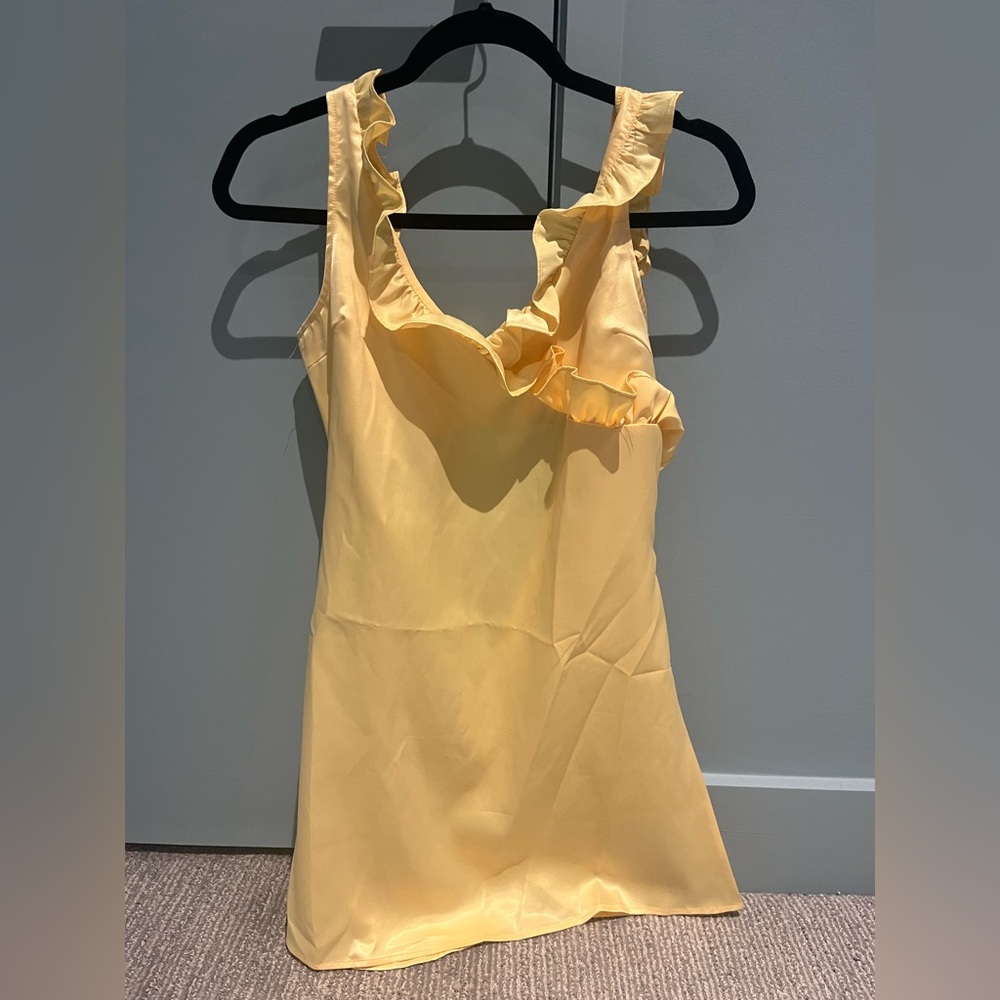 Yellow Ruffle Sleeveless Dress